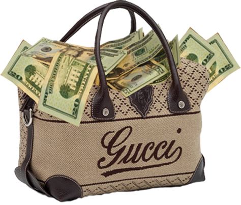 designer purse full of money.